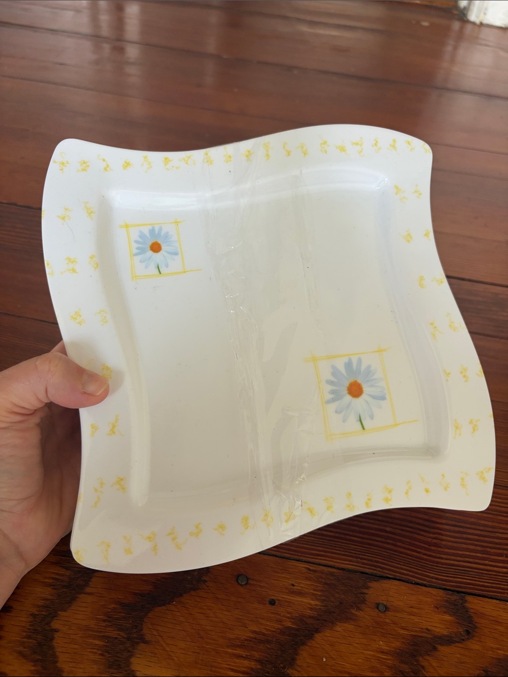 Set of 6 Hand-painted floral Melamine plates